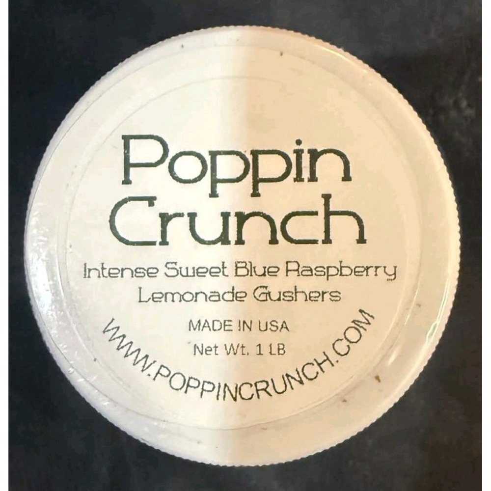 Poppin Crunch Intense Sweet Blue Raspberry Lemonade Gushers Gummy Candy 1 lb Jar
